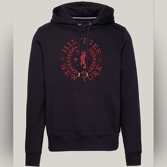 TOMMY HILFIGER Men's Heritage Logo Embroidered French Terry Hoodie. NEW - Picture 1 of 8